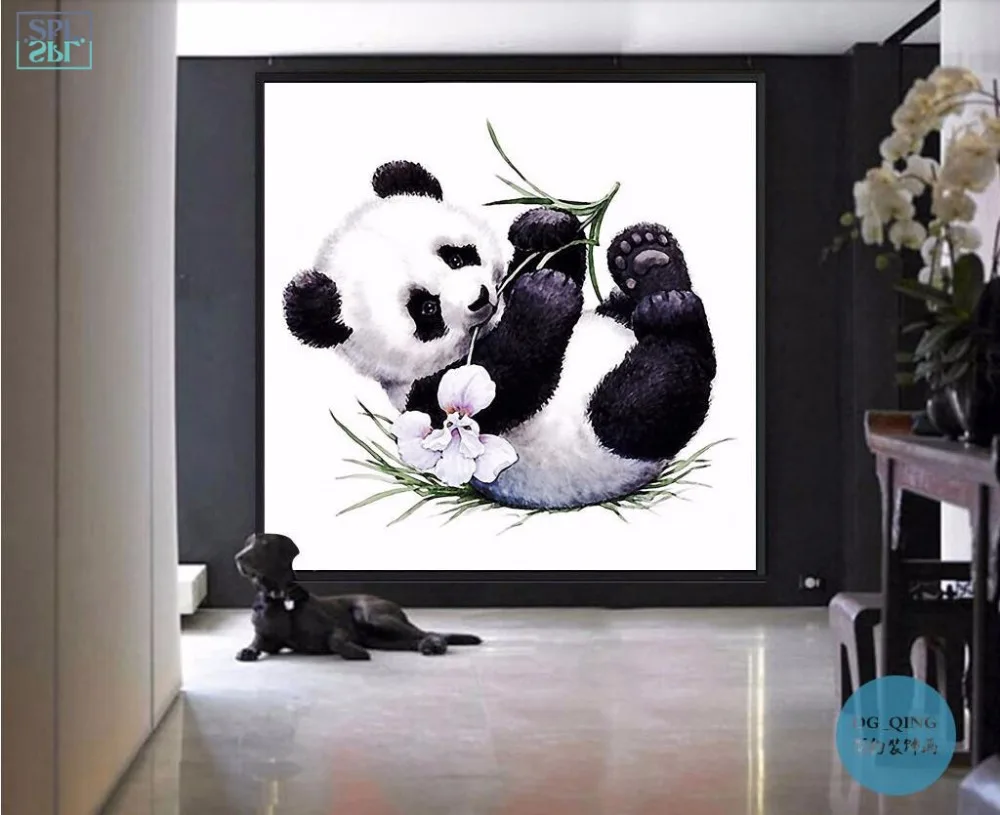 SPLSPL милый ручной рисованной животных холст искусство печать постер прокатки