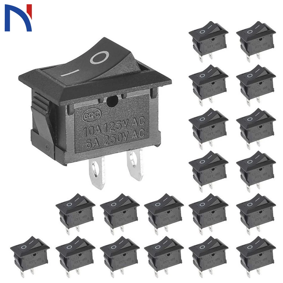 

10 PCS Switch ON-OFF KCD1 15*21mm 2pin Ship Type Switch 6A 250V 10A 125V 15X21 Rocker Switch power switch black New