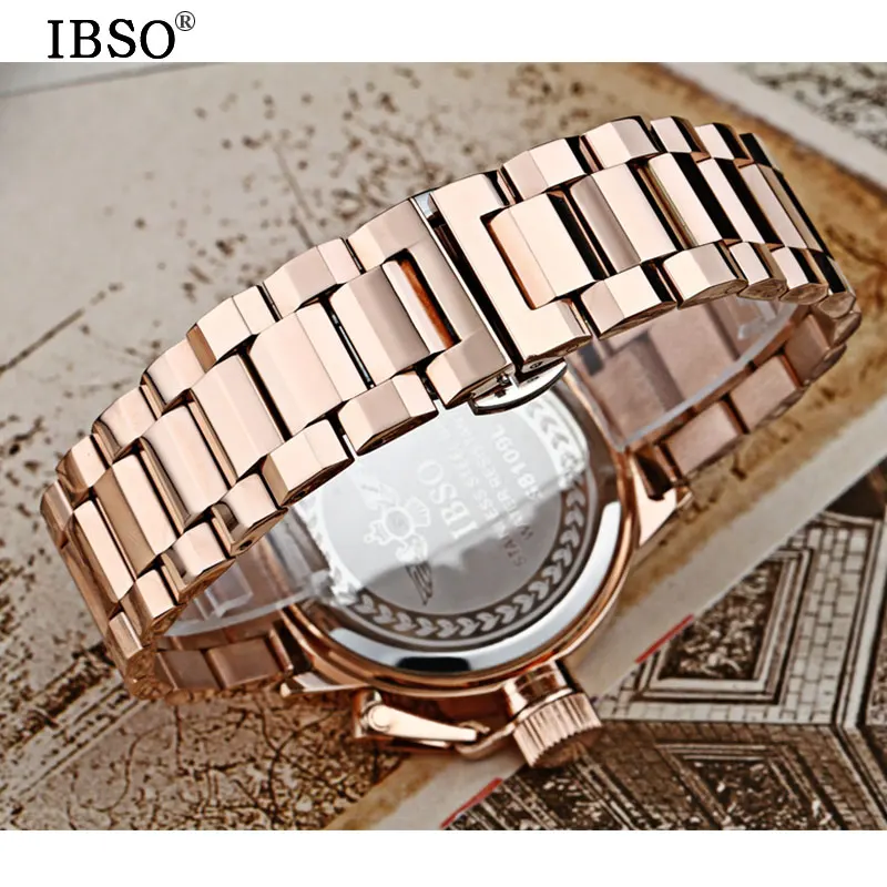 IBSO Лидирующий бренд Роскошные Кварцевые часы из нержавеющей стали ремешок Relogio
