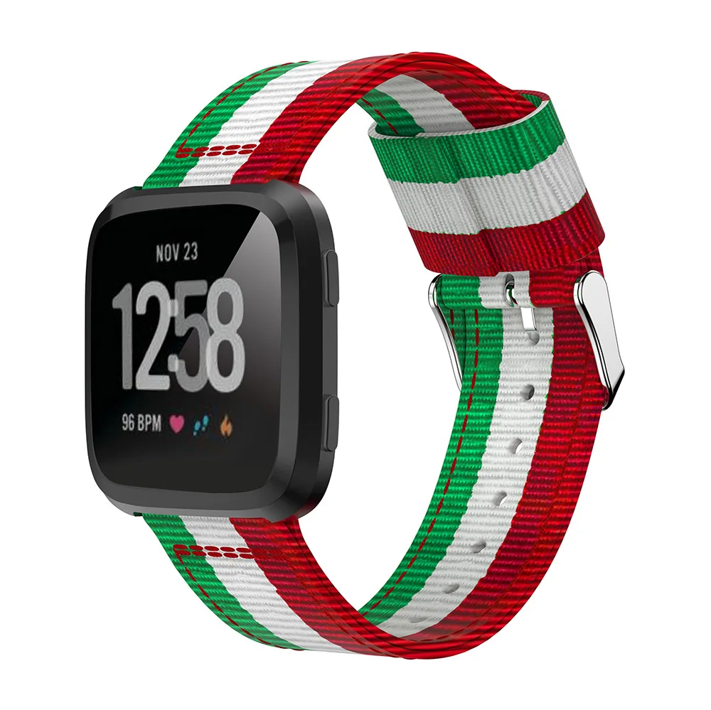 Ремешок нейлоновый спортивный для наручных часов Fitbit versa регулируемый сменный