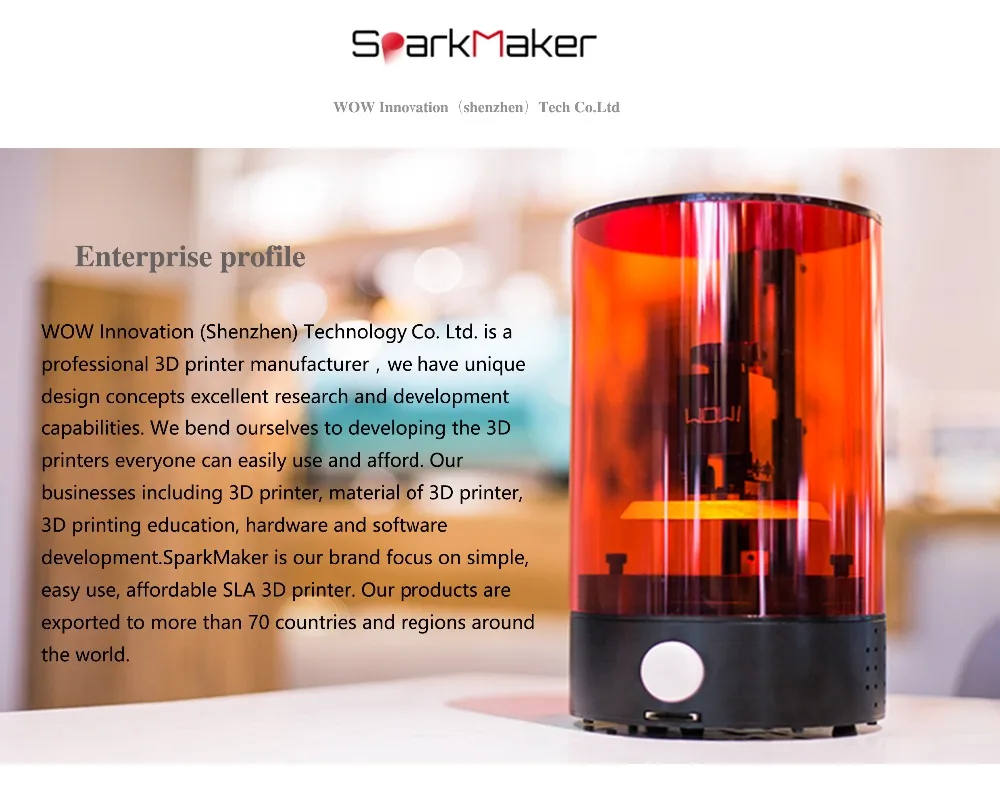 Рекламный светильник Sparkmaker, полимеризация 3D impresora 98*55*125 мм, объем сборки SLA/lcd/DLP 3d принтер, УФ полимерный 3d принтер
