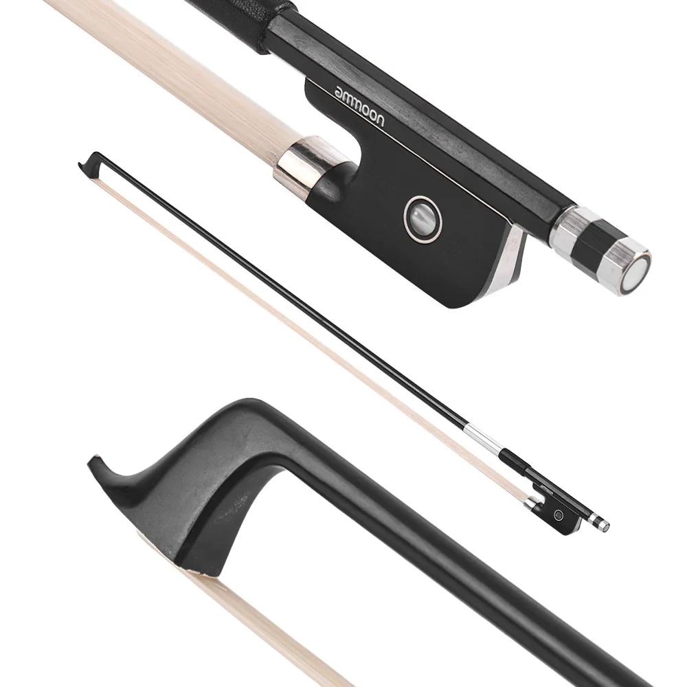 

Лидер продаж, виолончель ammoon 4/4, хороший сбалансированный бант, круглая палочка из углеродного волокна, черная лягушка, белый конский волос, ...