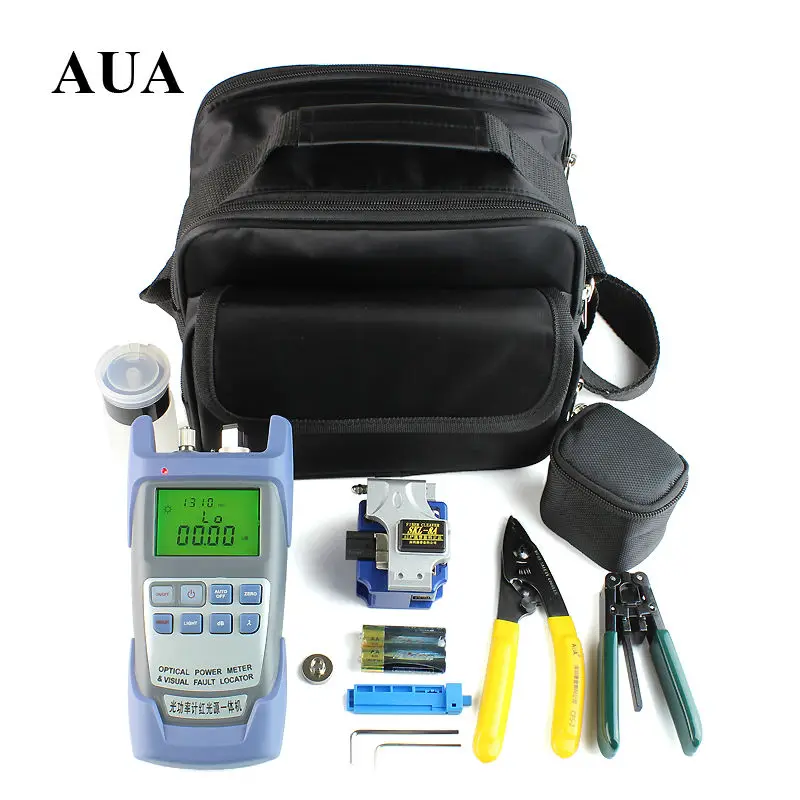 8 In 1 Glasvezel FTTH Tool Kit met SKL-8A Fiber Cleaver en Draad stripper, 2IN1 Optische Power Meter Visual Fault Locator 10 km