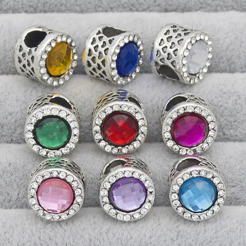 10pcs Double sided Crystal Alloy Big Hole bead DIY Charm Fit Charms Bracelet | Украшения и аксессуары