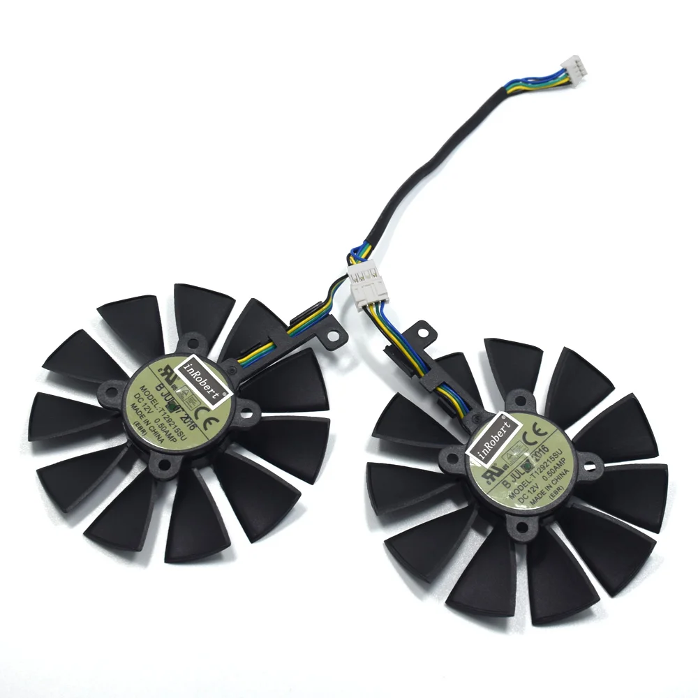 88 мм T129215SU DC 12 В 0.50A кулер вентилятор для ASUS Strix GTX 1050 1060 1070 1080 GTX 970 RX 480 Вентилятор Охлаждения видеокарты