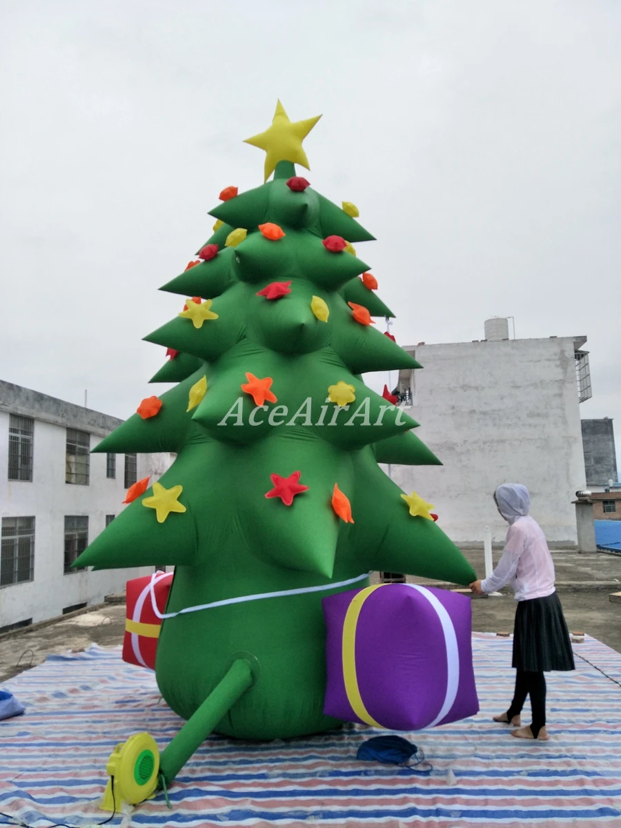 

Customized 4.5m H Outdoor Christmas decorations inflatable tree with gift boxes