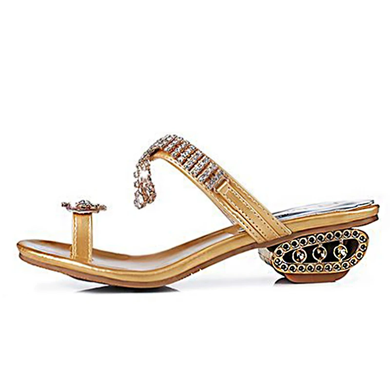 Летние босоножки для женщин Обувь с украшением в виде кристаллов Вьетнамки