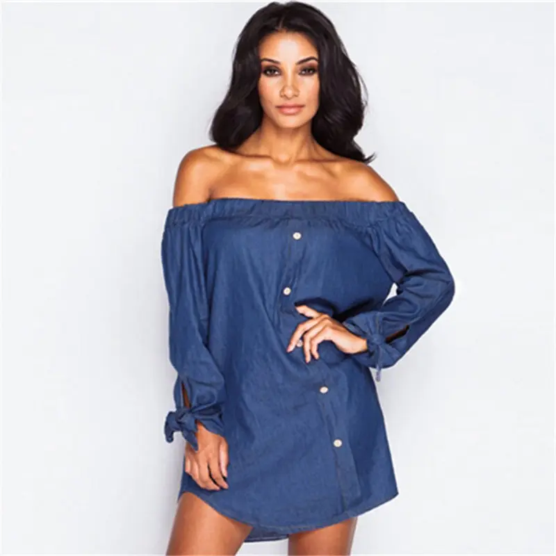 S M L XL Dress Women Hot Sale Autumn Fashion Women`s Bra Sexy Long-Sleeve Bow Female One- Shoulder Slash Neck | Женская одежда