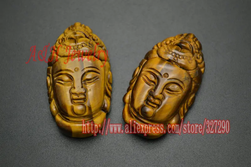 Guanyin Head 2 шт. натуральный тигровый глаз Изысканные резные подвески ручной работы крест Будда пиксиу Иисуса мода унисекс ювелирные изделия талисманы - Окраска металла: Guanyin Head