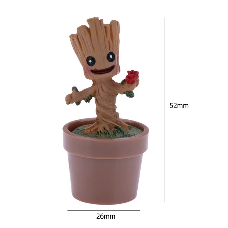 Height 52mm ПВХ Цветочный Горшок Кашпо «Грут» плантатор модель игрушки ручка горшок держатель украшение стола день рождения подарки для детей - Цвет: Height 52mm