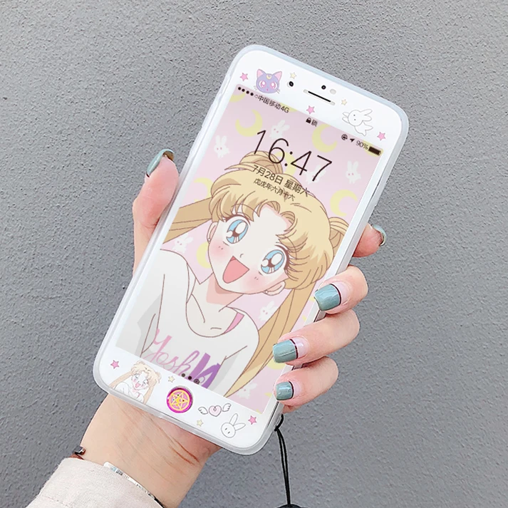 Новый чехол Сейлор Мун для iPhone 7/8 plus мягкий силиконовый с блестками 6 6s и Передняя
