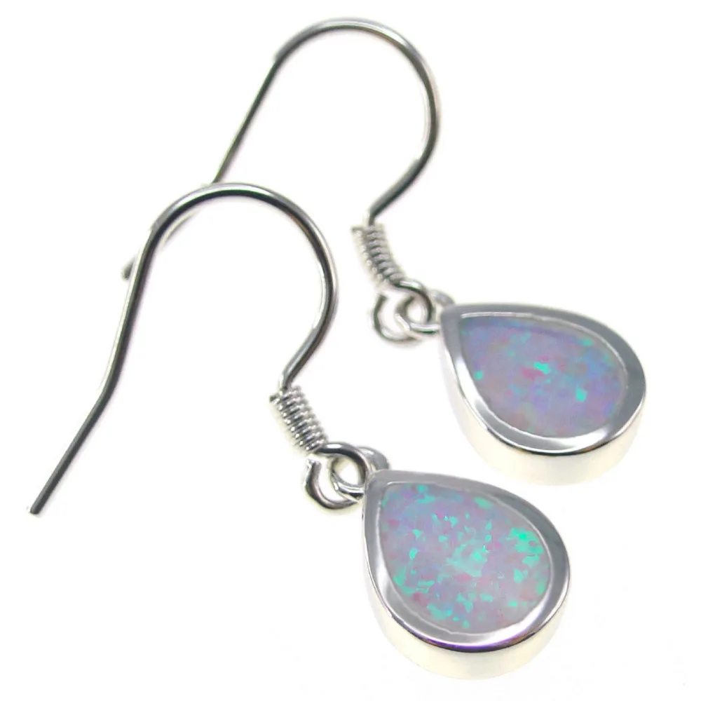 Женские серьги-подвески с голубым/розовым/белым/зеленым огненным опалом - купить