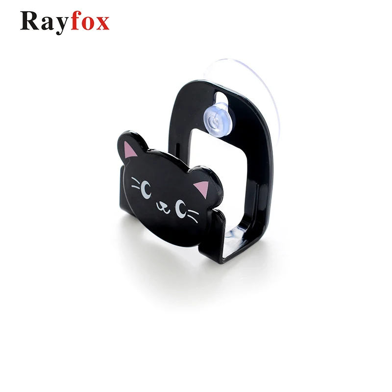 Rayfox кухонные аксессуары мультяшная губка стеллаж для хранения тряпок с присоской домашняя отделка кухни крючок держатель гаджеты принадлежности - Цвет: Black