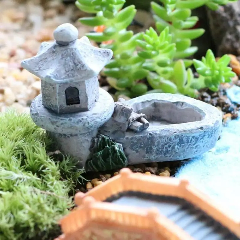 Ретро Смола пруд башня модель дома мох Фигурки игрушки DIY миниатюры мини-Сказочный Сад DIY украшения Мини Ремесло Декор
