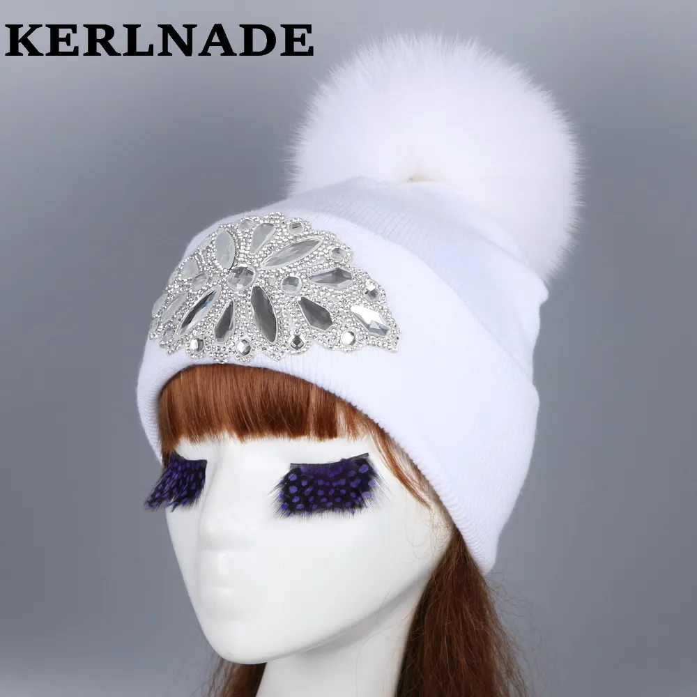 Шапка из меха норки и лисы шапка с помпоном Женская Стандартная хлопка брендовая