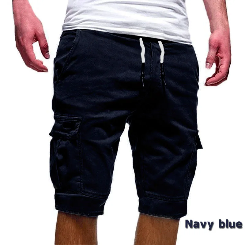 Navy blue Летние шорты Для мужчин Повседневное однотонные Для мужчин s шорты плюс Размеры M-4XL элистичные, средней, посадки Короткие Брюки с карманами Для мужчин Уличная шорты мужские - Цвет: Navy blue