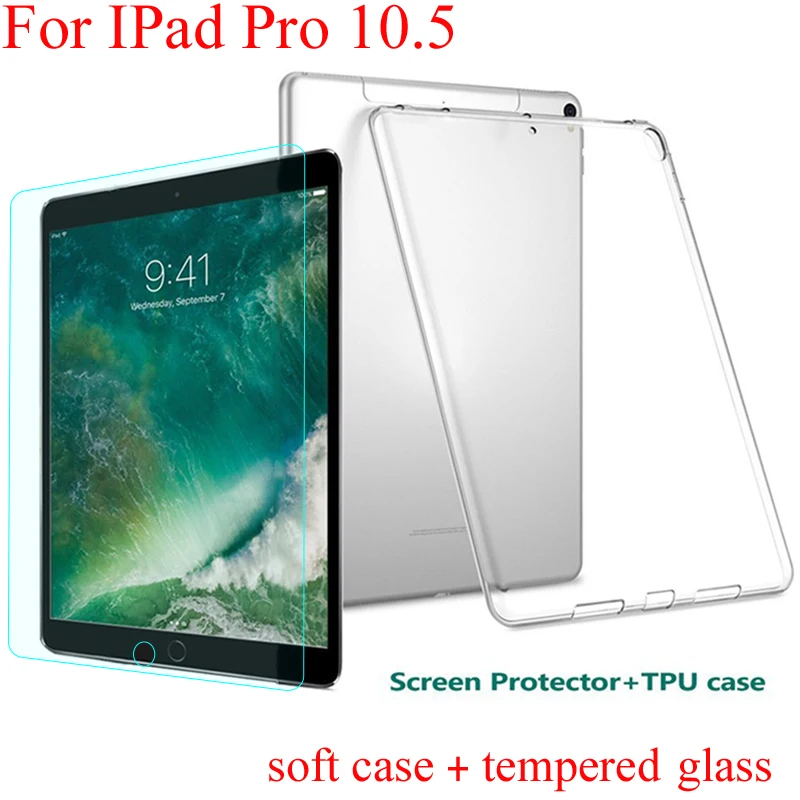 Прозрачный для iPad Pro 10 5 защитный чехол из ТПУ с 9H закаленным стеклом Защитная