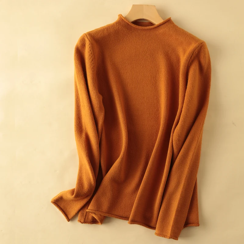 2019 New Thick High Quality Warm Female Women Cashmere Wool Sweater Pullovers Long Sleeve Half-high Collar Curling Solid Wild | Женская