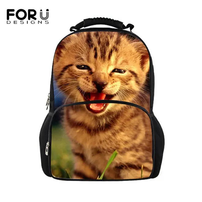 W3139A FORUDESIGNS/милый рюкзак с котом; женские рюкзаки для девочек-подростков; школьная сумка; Повседневный Черный рюкзак с принтом; Mochilas Back Pack Bag - Цвет: W3139A