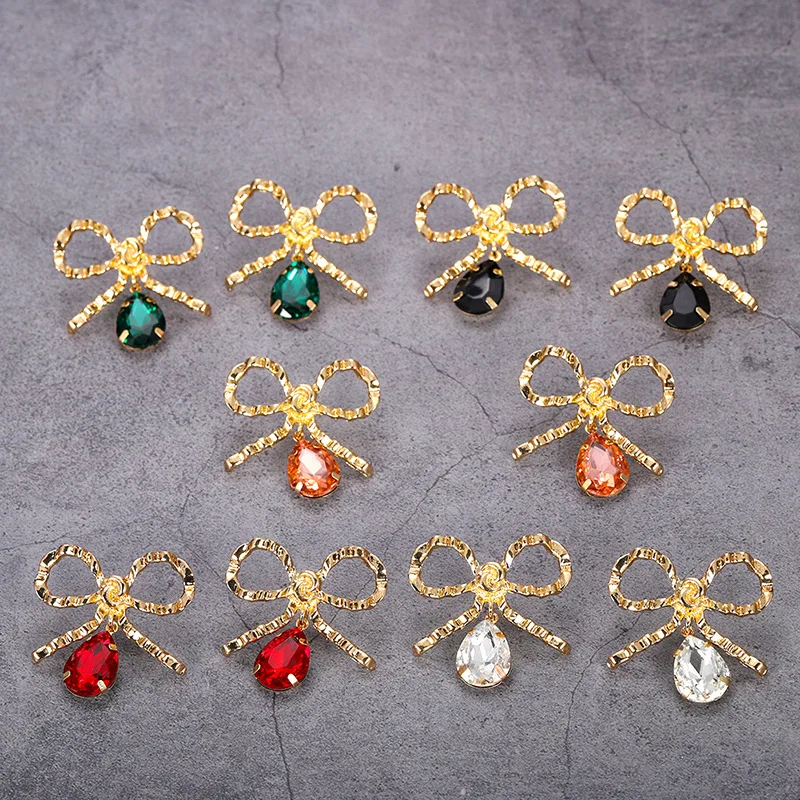 GEREIT ZA Women Statement Jewelry Colorful Water Drop Crystal Earrings Bow Alloy For Girls Wedding Classical | Украшения и