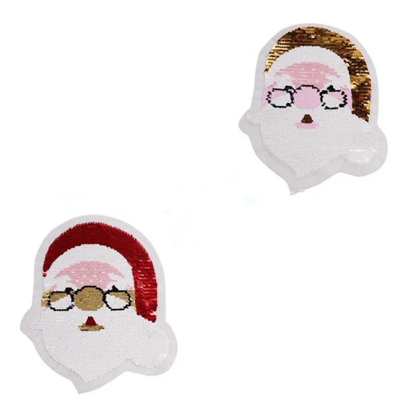 ShinEquin Father Christmas flip the double sided Patches for clothing Diy Reversible change color sequins Patch T-shirt Stickers | Дом и сад