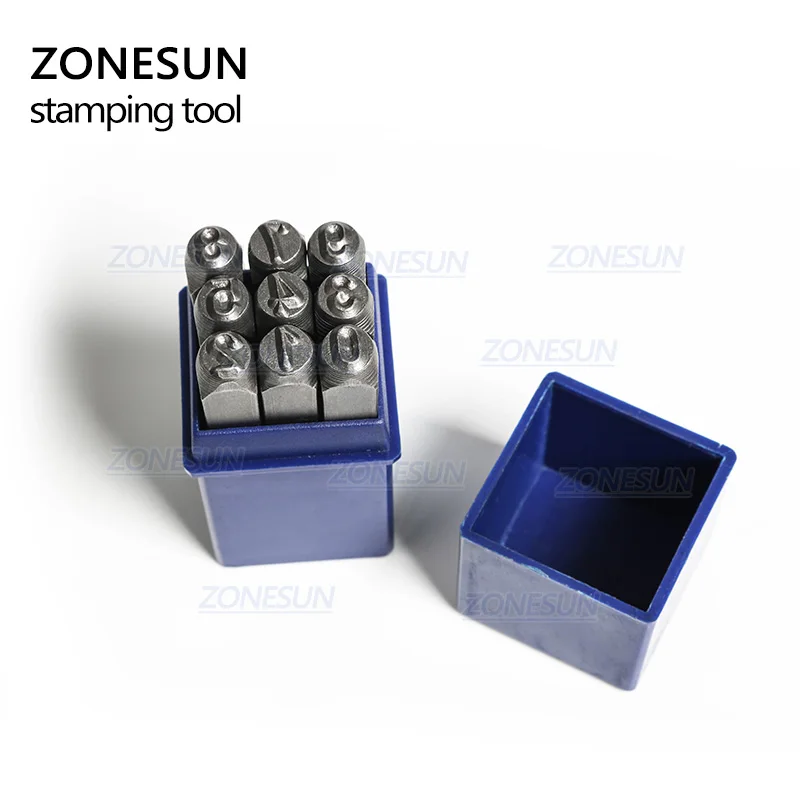ZONESUN 9 шт. углеродистая сталь античный оловянный номер "0-9" прямоугольные штамповочные инструменты 65 мм(2 4/") x 11 мм, 1 набор