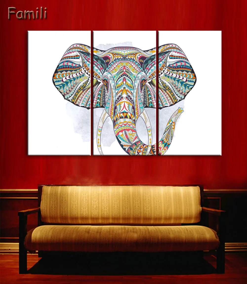 3 Elephant Family Pictures Watercolor Paintings Abstract Wall Art Animal Canvas Print Arts Cuadros Decoracion Poster and Printed | Дом и сад