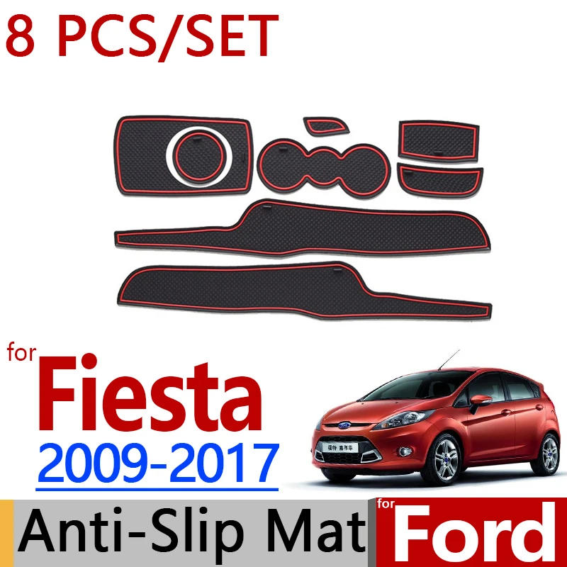 Для Ford Fiesta 2009 2017 Противоскользящий резиновый коврик для двери 8 шт. MK6 MK7 2010 2013 2014 2015