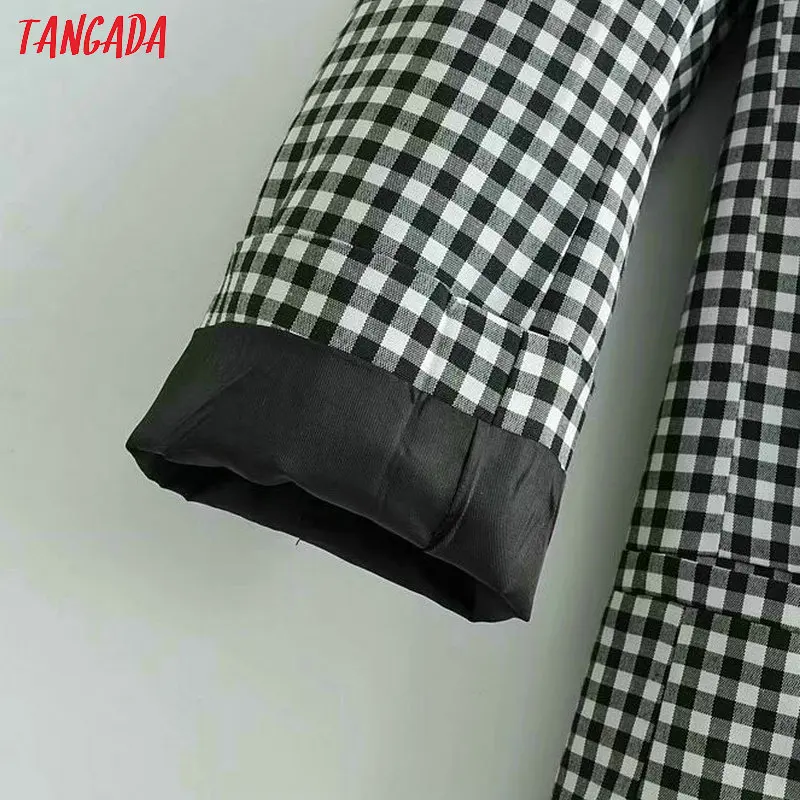 Женский клетчатый Блейзер Tangada повседневный блейзер с длинным рукавом Офисная