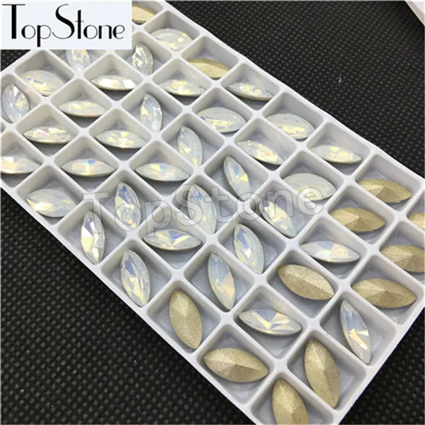 234 White Opal Topstone 7x15 мм 9x18 мм Navette K9 стекло кристалл конский глаз заостренные с обратной стороны Стразы лазер смешанные цвета высокое качество - Цвет: 234 White Opal