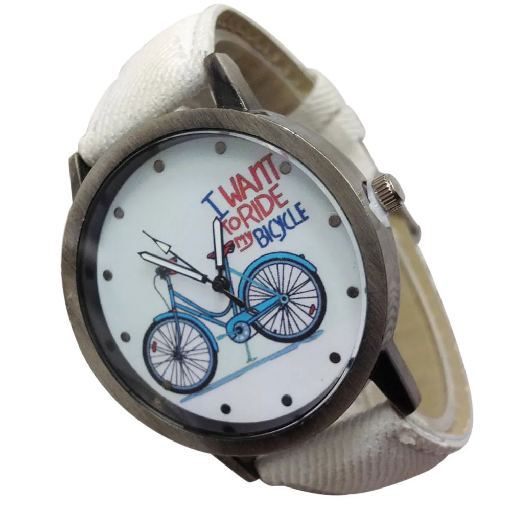 

Vintage Watch Denim Bicycles Male And Female Students Couple Table Man's Casual Fashional Quartz Bracelet Clock reloj hombre A65