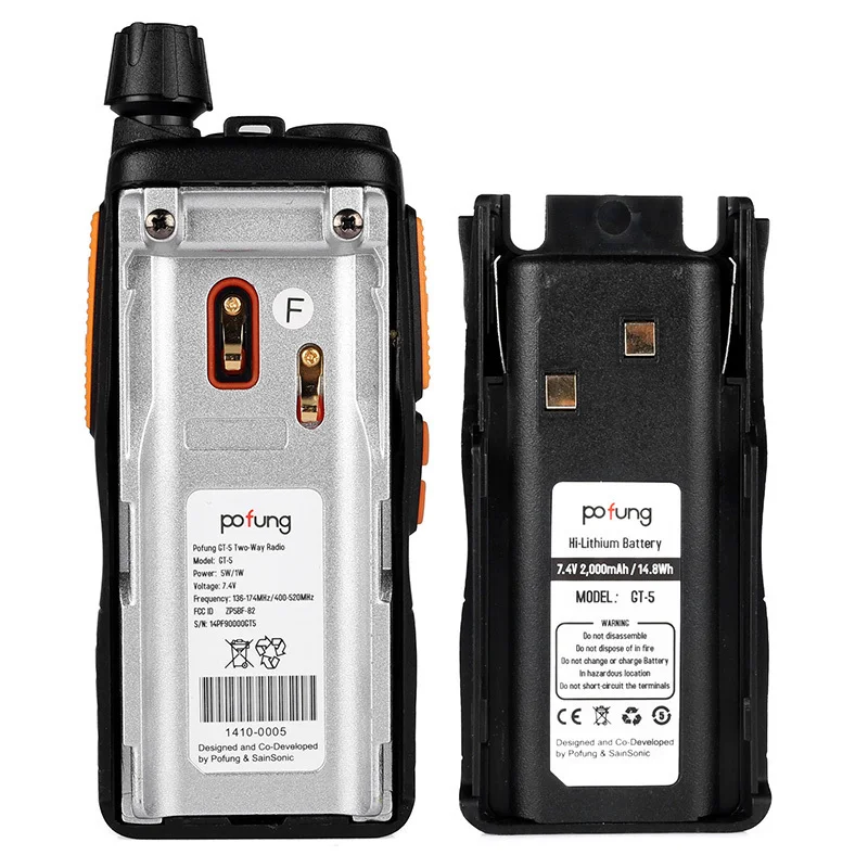 Baofeng GT 5 VHF/UHF 136 174/400 520 MHz двухдиапазонный FM Ham двухсторонняя Радио рация с двойным PTT