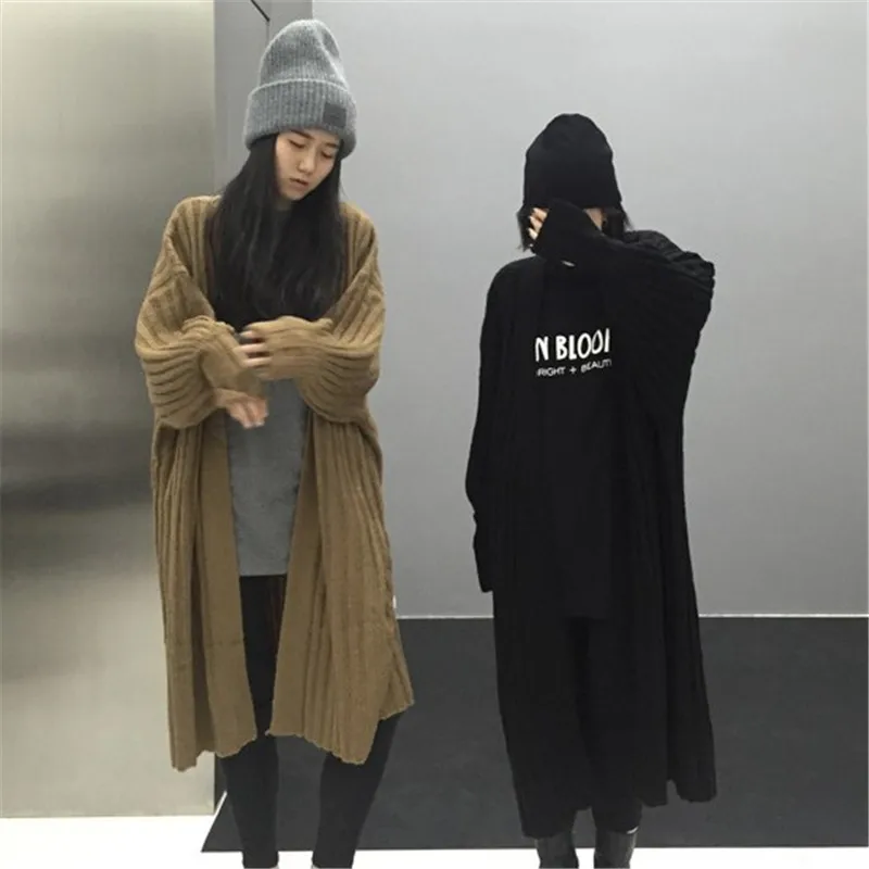 Neploe Solid Loose Long Sweater Women Sleeve Korean Cardigan 2021 Autumn Winter Knitted V-neck Fashion Sueter Mujer 68046 |