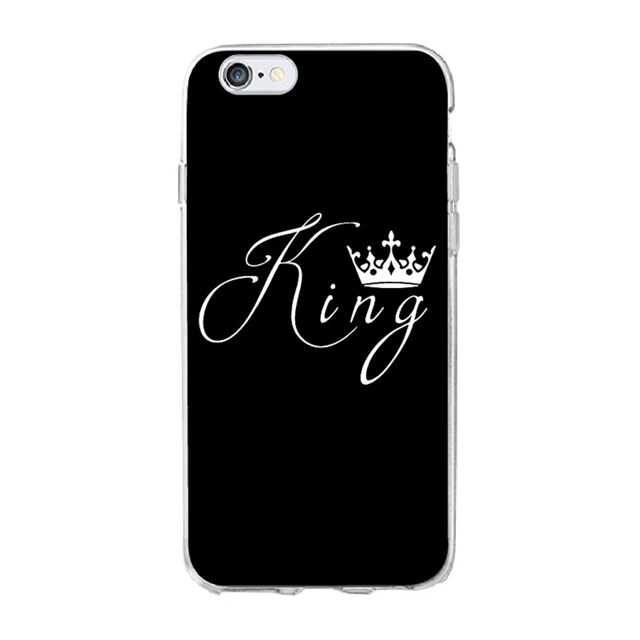 Cute Crown King Queen Phone Case For iPhone 6 6S Plus Transparent Soft Silicone Back Cover 7 8 X Capa Coque |