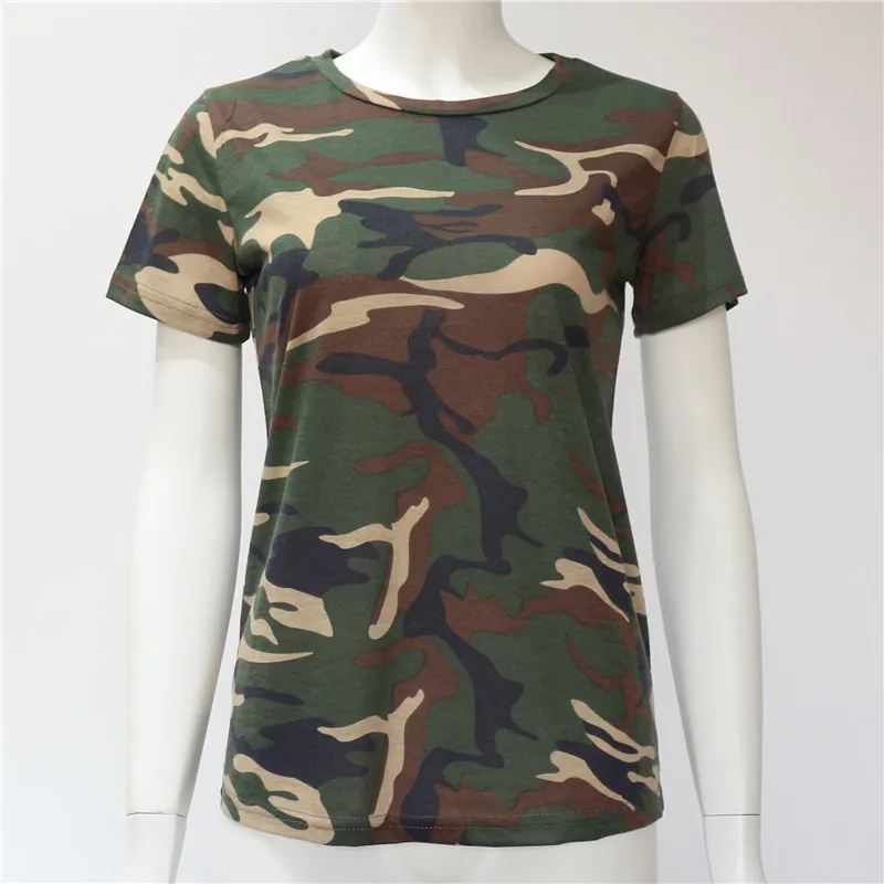 Women Camouflage Tops Tees Slim O-neck Female Cotton Plus Size S-XXXL T Shirt 2018 Summer Short Sleeve T-Shirt Girls Casual | Женская