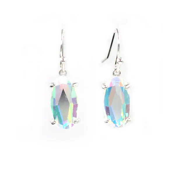 Silver earring Модные маленькие стеклянные Висячие AB серьги для женщин - Окраска металла: Silver earring