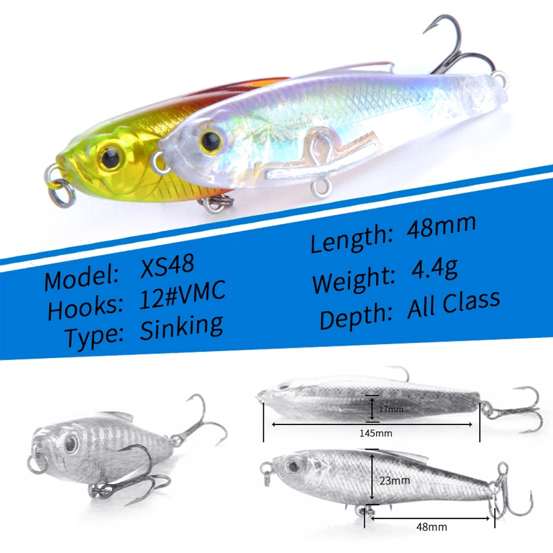 EVERCATCH 2018 воблеры качественные 4.4г/48мм жесткая приманка Minnow Crank Popper Stik рыболовные приманки для басса пресной и соленой воды VMC крючки на.