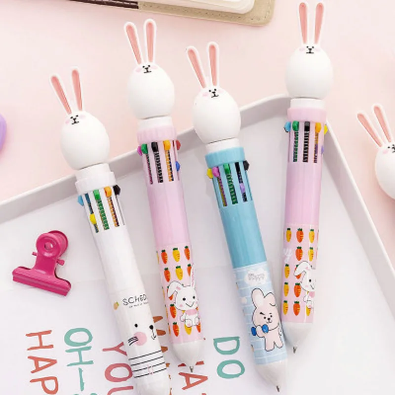 

Rabbit Stationery 10 Color Pen Cartoon Kawaii Pens Novelty Gel Pens Student Rabbit Cute Pen Stationery Kawaii School Supplies