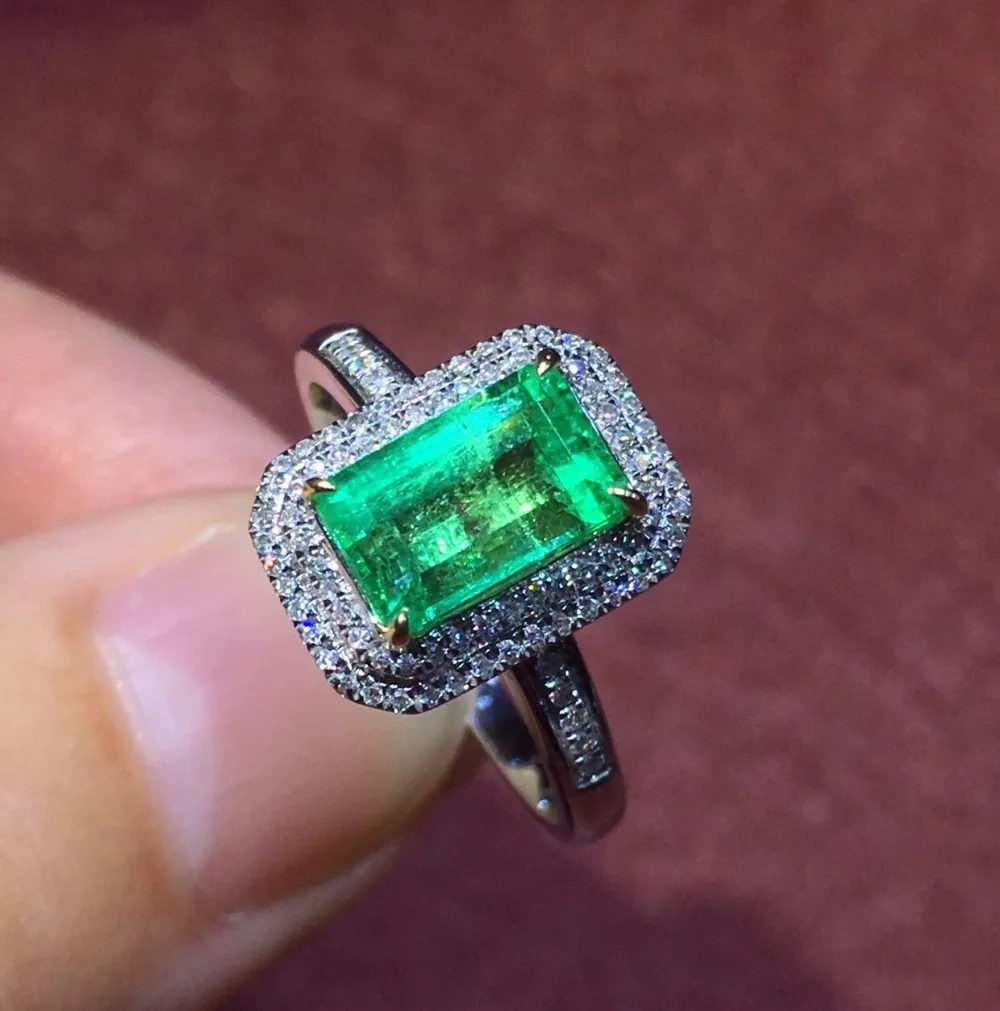 Fine Jewelry индивидуальные коллекции реальная 18-каратного белого золота натуральный изумруд драгоценный камень женские обручальные кольца для женщин Изысканные кольца
