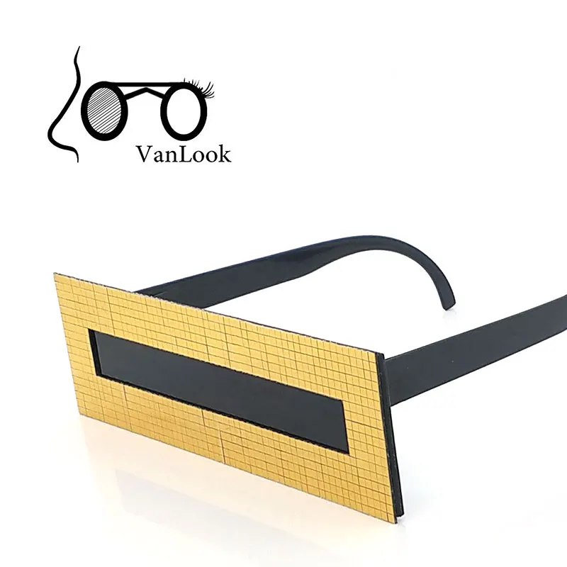 Солнцезащитные очки праздничные цельный прямоугольник Золотая Шахматная панель