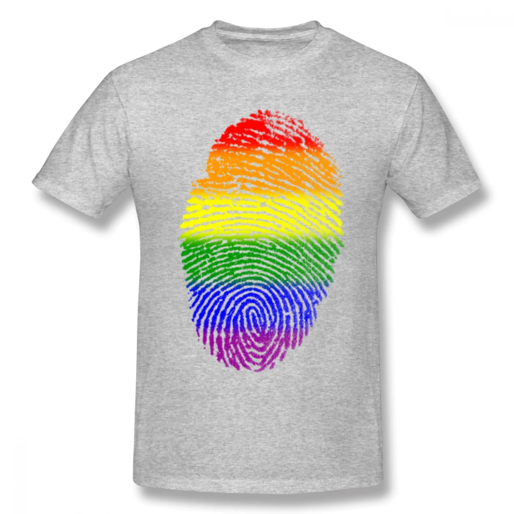 Радужный отпечаток пальца ЛГБТ гей-Прайд футболка для мужчин плюс размер хлопок