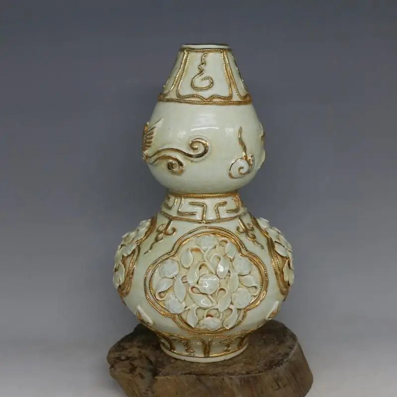 

Antique SongDynasty porcelain vase,carved Gilt gourd bottle,Hand-painted crafts,Decoration,Collection&Adornment,Free shipping