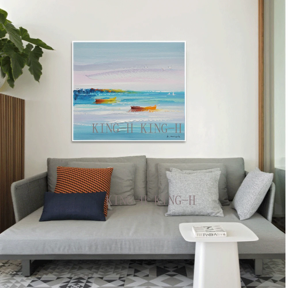 Ручная роспись синий Высокое качество Абстрактная живопись картина маслом