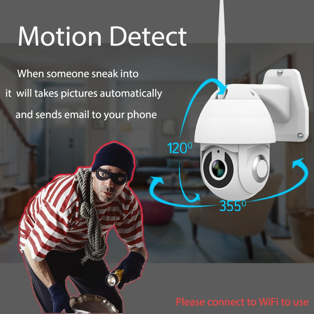 OUERTECH PTZ наружная IP камера безопасности WiFi 1080P Обнаружение движения ночного
