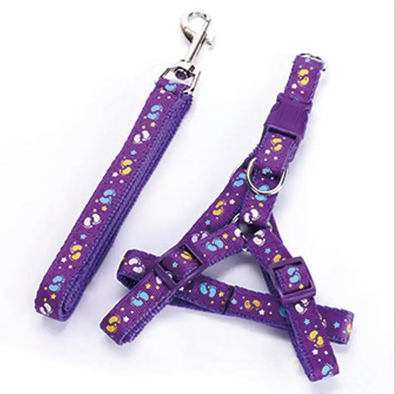 Purple Регулируемый поводок для собак, нейлоновый поводок для собак, кошек, поводок для щенков, ошейник, поводок, лента, маленькая нагрудная лента для питомцев, нагрудная цепь, принадлежности - Цвет: Purple