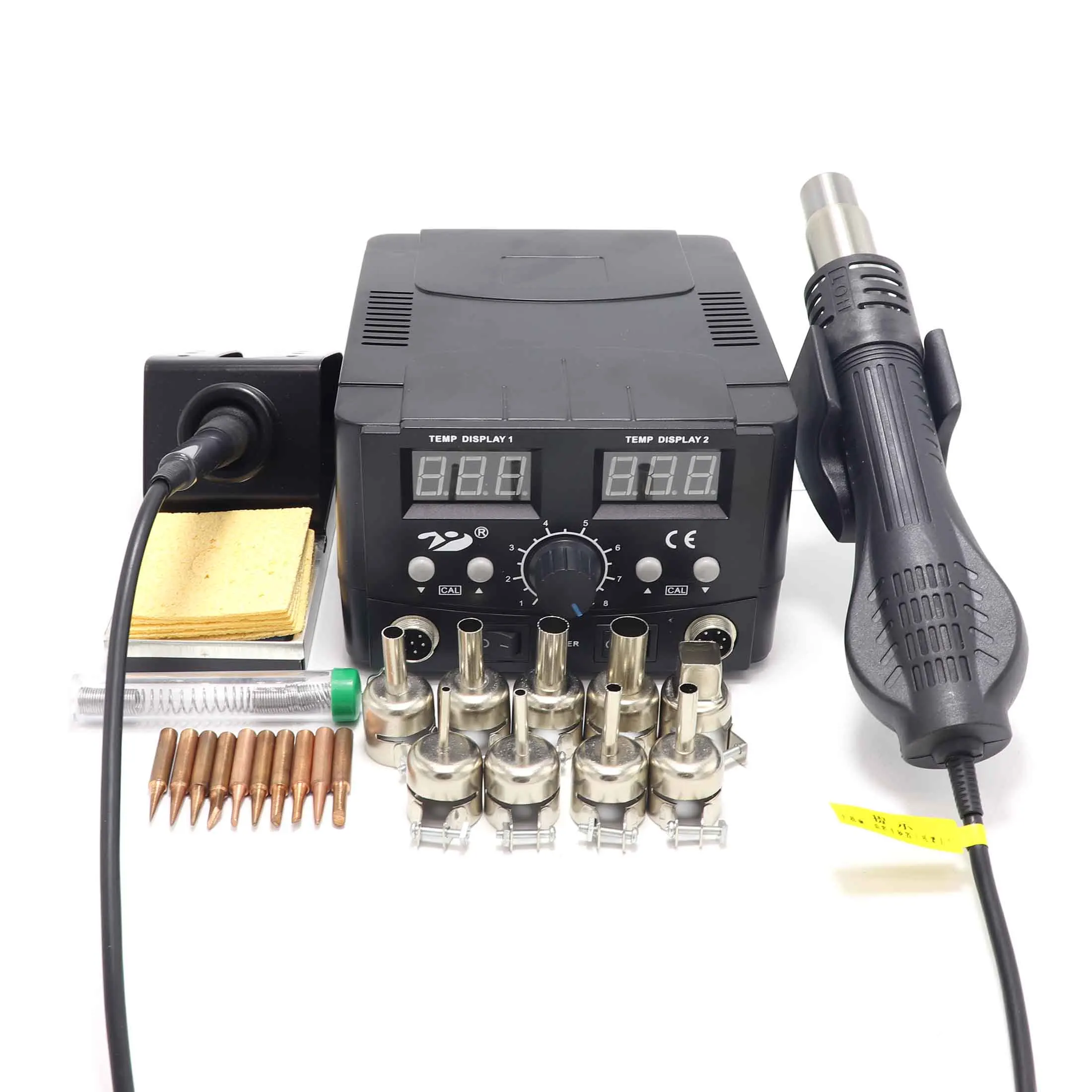 Package B 8582D 750 Вт Синий цифровой 2 в 1 SMD паяльная станция Ремонт сварочный паяльник набор PCB инструмент для распайки горячего воздуха пистолет - Цвет: Package B