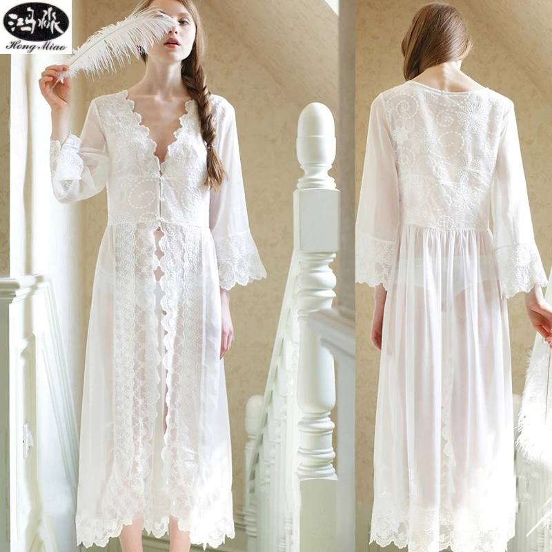 

Summer Dress Style White Lace Dress New Palace Exquisite Beauty Sexy Nightdress Long White Lace Nightgown Suitable For All Women