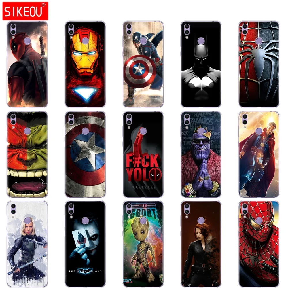 Чехол для Huawei Y6 Y7 Y9 pro Prime чехол на Honor 8A PRO 8X10 i чехол Marvel мстители супергерой Капитан Железный человек танос