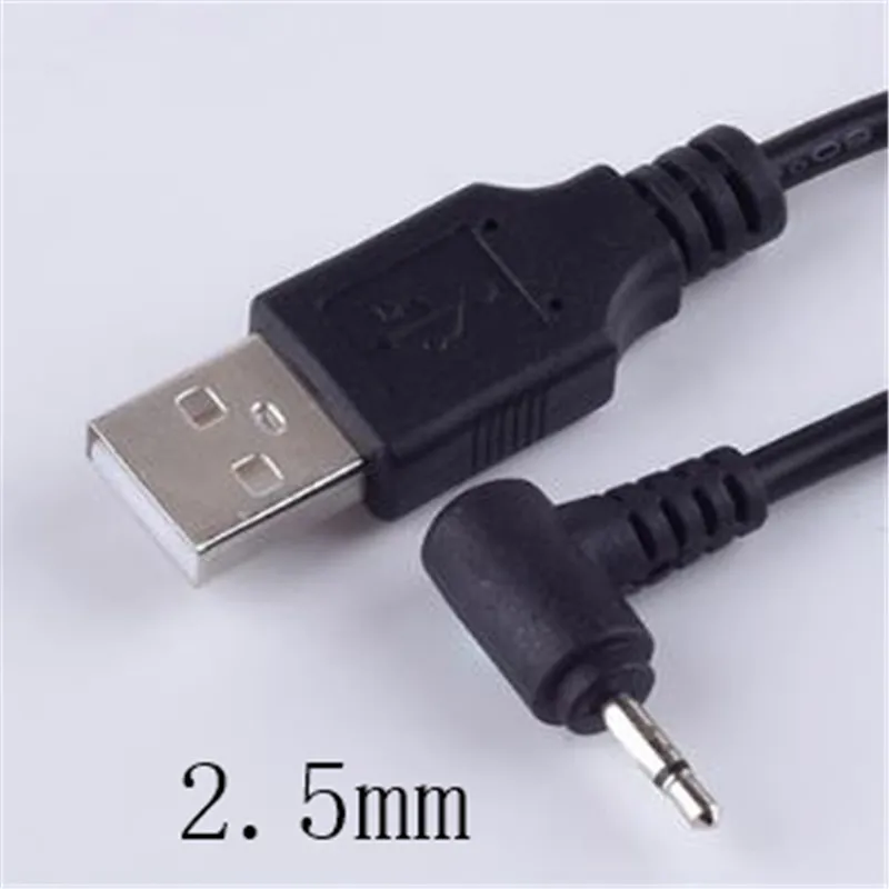 100PCS/ 2.5mm mono plug USB to 2.5 audio cable White elbow audio charging cable headset MP3 MP4