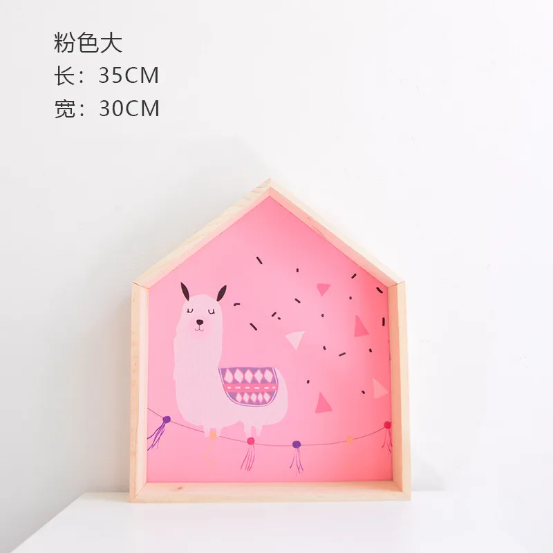 Pink L Скандинавская деревянная полка, коробка в форме дома, декор на стену, полка для детской спальни, гостиной, держатели для хранения, Органайзер - Цвет: Pink L